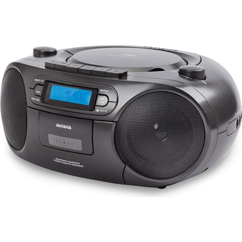 Aiwa BBTC-550BK Portable Radio with CD Bluetooth and USB Cassette Recorder - Black