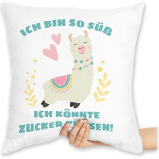 Shirtracer Cushion 40 x 40 cm Decorative Cushion – Statement with Sayings – Lama Ich Bin so süß ich könnte Zucker Pupsen – 40 x 40 cm – White – Saying Sayings Pups Sayings Sweet Funny Sweet Gift