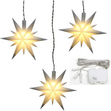 Dekohelden24 Set of 3 Plastic Christmas Stars for Indoor and Outdoor Use Colour and operation mode can be selected via drop down menu.