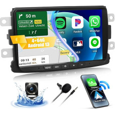 CAMECHO 4+64G 8 Inch Sat Nav Car Radio for Renault Dacia Logon Sandero Lodgy Captur Plumero Muelles, Android 13 Wireless Carplay Bluetooth Radio with Reversing Camera Android Car WiFi GPS AI DSP