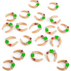 Logbuch-Verlag 16 Small Horseshoes Gold Lucky Charm New Year's Eve New Year Gift Mini Clover Leaf 4 cm