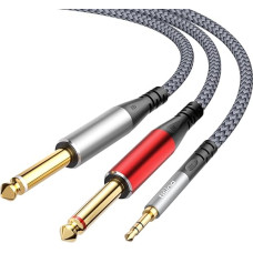 Tisino 3,5mm Klinke auf 6,3mm Klinke Stereo Y-Splitter Kabel, 3.5mm TRS auf Dual 1/4