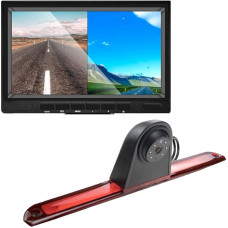 HD 720p Third Roof Top Mount Brake Light Camera Brake Light Parking Camera Reversing Camera Set Night Vision + 7 Inch Monitor TFT Screen Display for Transporter Ford Transit F150/F250/F350 2014-2019