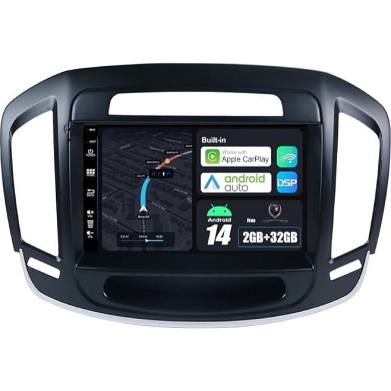 BXLIYER Android 14 Autoradio für Buick Regal/Opel Insignia (2014-2017) Sat NAV - Kabellos CarPlay Android Auto - Rückfahrkamera - 2G+32G - IPS 9 Zoll 2 Din - DAB Lenkradsteuerung Dual Band WiFi DSP