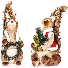 EUROCINSA Squirrel Natural with Red and White Look with Brown Leather Tail 32 x 50 cm 1 Pair Polyester One Size