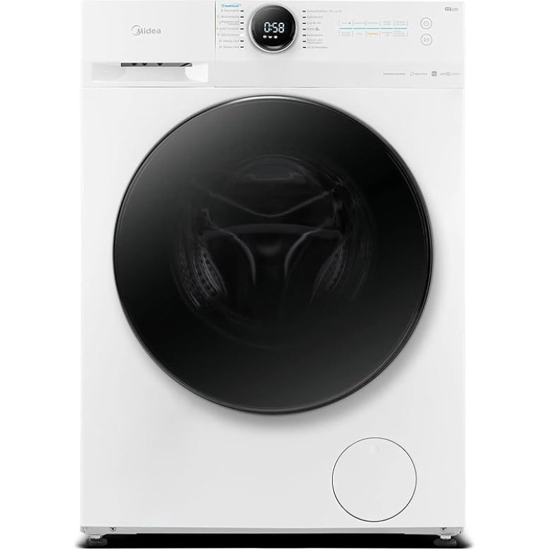 Midea MF200D86WB-14DAS Washing Dryer 8/6 kg Washing/Drying, Inverter Mortor, Refreshing, 60 Minutes Washing & Drying, Steam Care, Turbo Wash, 48 cm Deep, App Control, AquaStop
