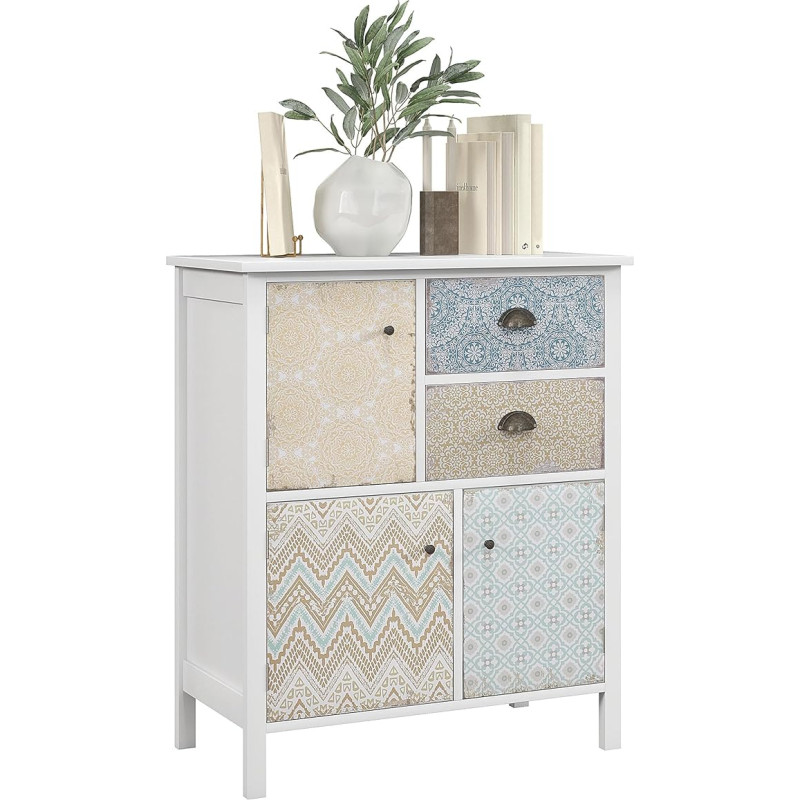 HOMCOM šoninė spinta Šoninė spinta Daugiafunkcinė spintelė Šabliška medinė spalvinga W 68 x D 34 x H 80 cm