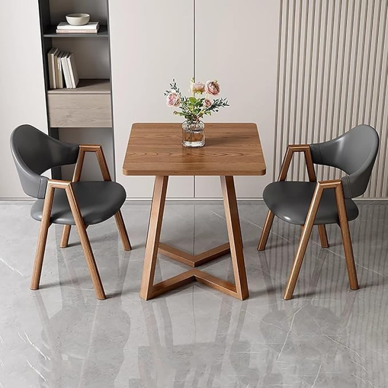 Rundes Esstisch-Set mit gepolsterten Sesseln, perfekt für Küche, Empfangsraum oder Büro, kleiner Couchtisch inklusive Kunstlederstühlen, 3-teiliges Set (dunkel)