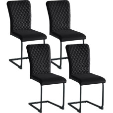 JYMTOM Set of 4 Cantilever Chairs, Dining Room Chairs with Velvet Cover and High Backrest, Metal Frame, Modern Kitchen Chair, Upholstered Chairs for Living Room, Conference Room and Dining Room (4,