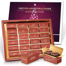 Pralinenbote - Chocolates Advent Calendar 2023 for Couples with 48 Handmade Chocolatiers in 24 Chocolate Boxes, Christmas Calendar