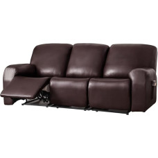 vctops 8 Stück wasserdichte Kunstleder-Sofabezüge, dehnbar, weich, 3-Sitzer, Couchbezug, rutschfester Sofa-Schonbezug, Möbelschutz mit elastischer Unterseite für Kinder, Haustiere (dunkler Kaffee,