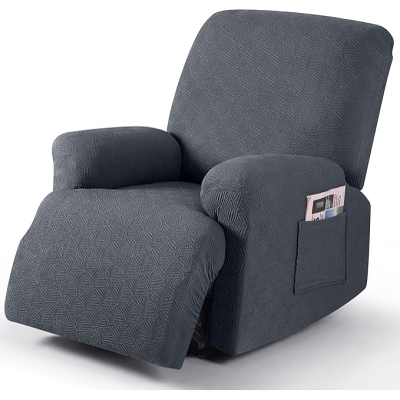 Timeles Schonbezüge für Liegestuhl, Sofa-Schonbezüge, Stretch, weich, waschbar (Einzelsitzer, grau)