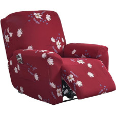 Highdi Stretch Cover for Recliner Chair, Complete Armchair Protector, 1-Seater Stretch Recliner Chair Covers, Pack of 4, Elastic Chair Cover for TV Chair, Lounger, Armchair (Floral Fragrance)