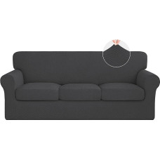ISSUNTEX Pack of 4 High Stretch Thick Couch Covers, Soft Sofa Cover for 3 Separate Cushions Couch, Jacquard Fabric Elastic Sofa Cover, Furniture Protector for Dogs (Sofa, Dark Grey)