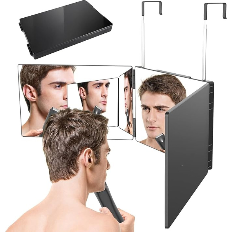 Armour Fit 3 Way Mirror, 360 Degree Mirror Self Cut Hair Adjustable and Foldable Portable Trifold Mirror with Height