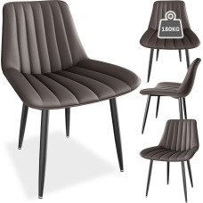 Valgomojo kėdės, 4 komplektas, virtuvės kėdės su 7 cm atlošu, valgomojo stalo kėdės su 5 cm sėdynės pagalvėle, maksimali apkrova 180 kg, PU dirbtinės odos minkštos kėdės valgomajam, virtuvei, svetainei