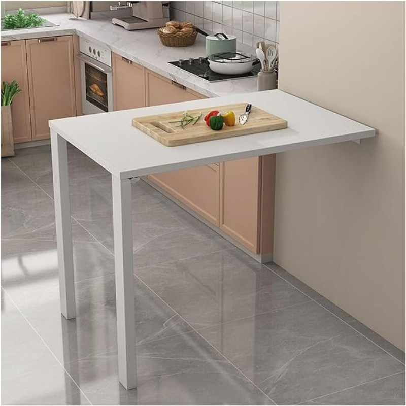 Klappbarer Esstisch aus Massivholz mit ausziehbaren Beinen für kleine Räume, 73,7 cm, quadratischer schwebender Schreibtisch mit breiter Tischplatte, platzsparender Küchentisch