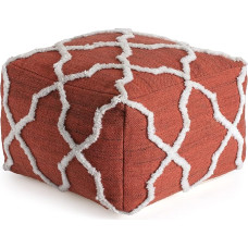 Anji Mountain Quadratischer Ottoman-Pouf, Crimson Dreams, 55,9 x 55,9 x 40,6 cm, Rot/Elfenbein