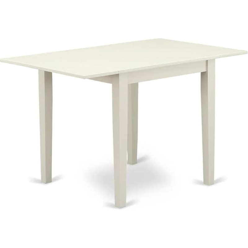 East West Furniture Dining Table NDT-LWH-T Wooden Kitchen Table Rectangular Linen Table Top and 48 x 30 x 30 cm, White, 48 x 30 x 30 cm