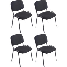 CLP Set of 4 Chairs XL Ken Fabric I Stacking Chairs with Metal Frame and Fabric Cover and Padded Backrest, Colour: Black