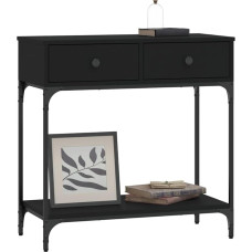 Natulvd Konsolentisch mit 2 Schubladen & Unterregal, 2 Etagen, für Wohnzimmer, Flur, Möbel, 75 x 34,5 x 75 cm (Schwarz)