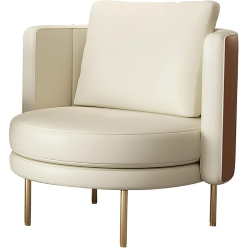 Small Sofa Business Reception Sofa Chair Hotel Swivel Single Sofa Leisure Single Sofa Bedroom Living Room Study Soft Leather Sofa Single Sofa (Color : Wit)