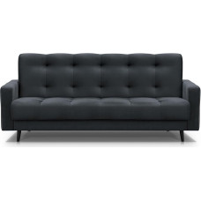 Mars Meble Nancy BIS Sofa Bed with Bed Box - Three-Seater 220 cm Wide Upholstered Sofa with Sleep Function Velour Sofa with Spring Core Wooden Legs, Fabric: Monolith 97 - Dark Grey