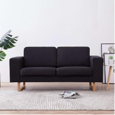 Homgoday 2 vietų sofa Juoda audinio sofa lova Svetainės sofa Sofa Sofa Lauko sodo svetainė Sodo svetainė Terasa Lauko