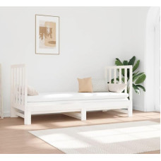 Homgoday Dienos lova Išskleidžiama sofa lova Sofa lova Dienos lova Sofa lova Svečių lova Sofa kušetė Medinė lova svetainei Balta 2 x (90 x 190) cm pušies masyvo mediena