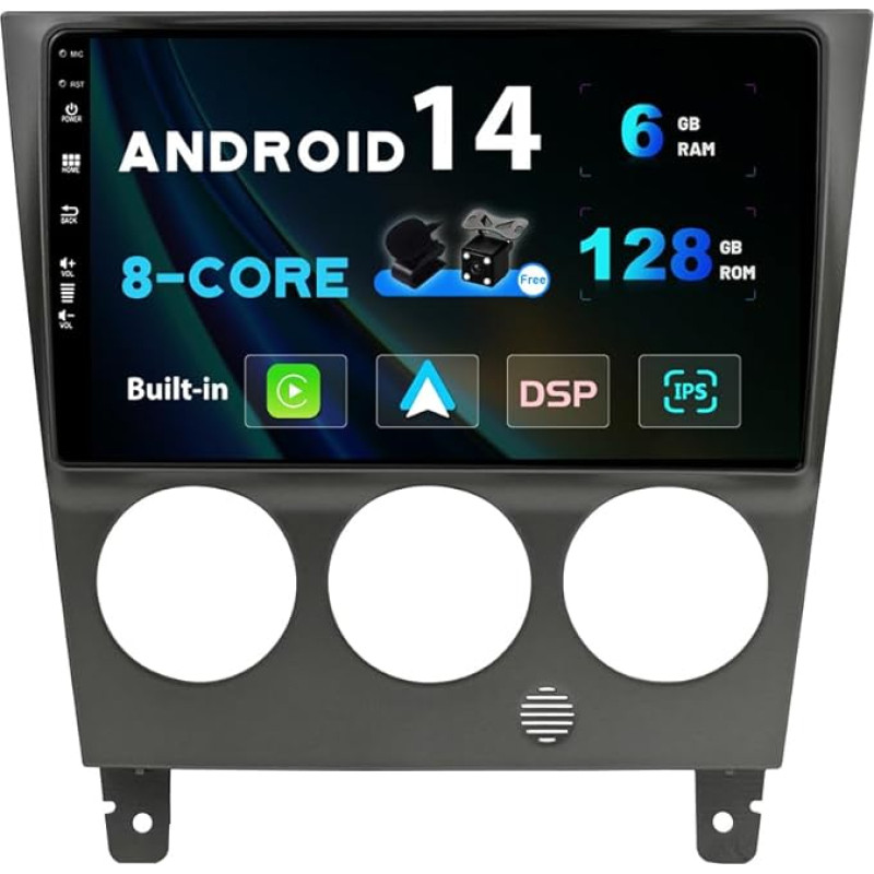 SXAUTO Android 14-6G+128G - Autoradio für Subaru Impreza GD GG (2002-2007) - Wireless CarPlay Android Auto - Kamera + MIC - DAB Lenkradsteuerung Dual-Band WiFi Fast-Boot 360-Cam - 2 Din IPS 9 Zoll