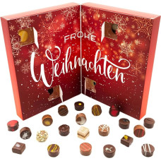 Hallingers Frohe Weihnachten Advent Calendar Chocolates Gift Handmade Without Alcohol from Fine Cocoa Chocolate (Box) - Advent Calendar Novelties & Advent Calendar Fill | Congratulations Chanukkah