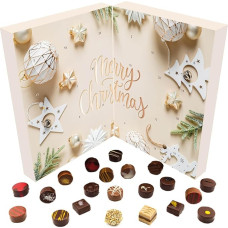 Hallingers White Christmas - Vegan Advent Calendar Chocolates Gift Handmade Part with Alcohol from Chocolate Vegan (Box) - Fill Advent Calendar Novelties & Advent Calendar | Congratulations Chanuk