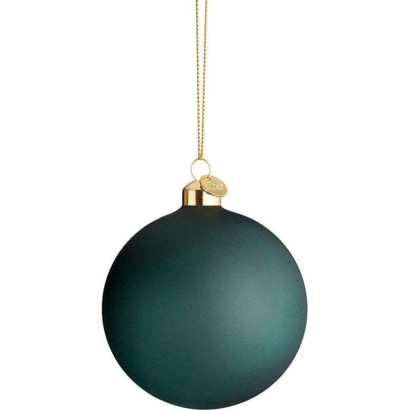 Holmegaard, Designer Christmas Bauble Made of Hand-Blown Borosilicate Glass in Dark Green, Diameter 8 cm