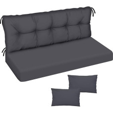 Ferocity Cushion for Hollywood Swing 150 x 50 x 50 cm, Garden Bench Cushion and 2 Cushions, Pallet Cushion, Seat Cushion and Back Cushion, Cushion, Mattress, Garden Cushion, Smooth Pik Graphite [133]