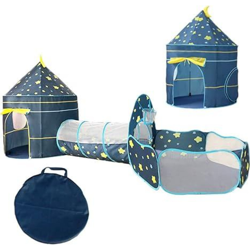 Benebomo Play Tent with Tunnel, 3-in-1 Play Tent, Ball Pit with Tunnel, Crawling Tunnel with Tent, Garden Playhouse Tent for Boys Girls Indoor/Outdoor