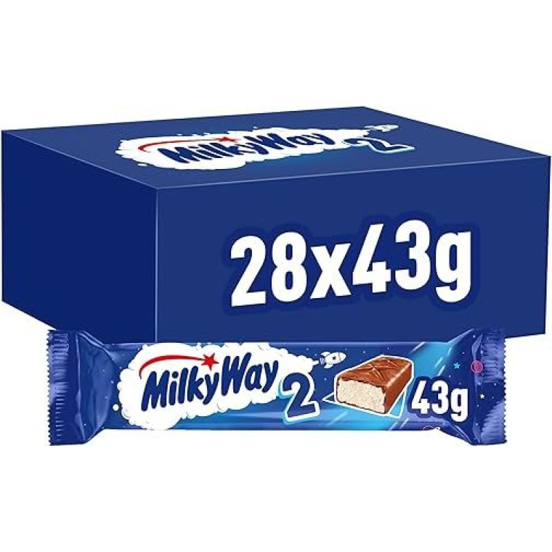 Milky Way Chocolate Bars | Milk Cream | 28 Double Bars in a Box (28 x 43g)