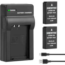 Shentec EN-EL20 EN-EL20a Battery and USB LCD Charger for Nikon Coolpix P950, P1000, DL24-500, Coolpix A, 1 AW1, 1 J1, 1 J2, 1 J3, 1 S1, 1 V3 Digital Camera