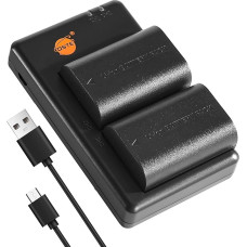 DSTE 2 x LP-E6 LP-E6N (2600 mAh/7.4 V) battery charger compatible with Canon EOS 6D, EOS 7D, EOS 60D, EOS 60Da, EOS 90D, XC10, XC15 camera