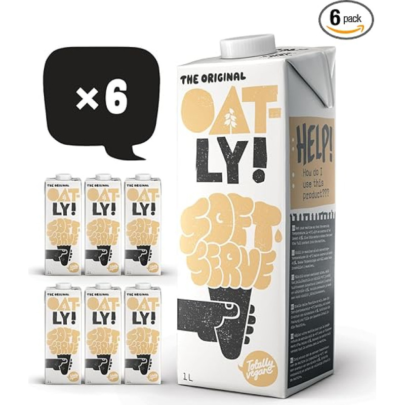Oatly Soft Serve Mix für die Herstellung von Softeis auf pflanzlicher Basis in der Eismaschine 1L, (6er-Pack)