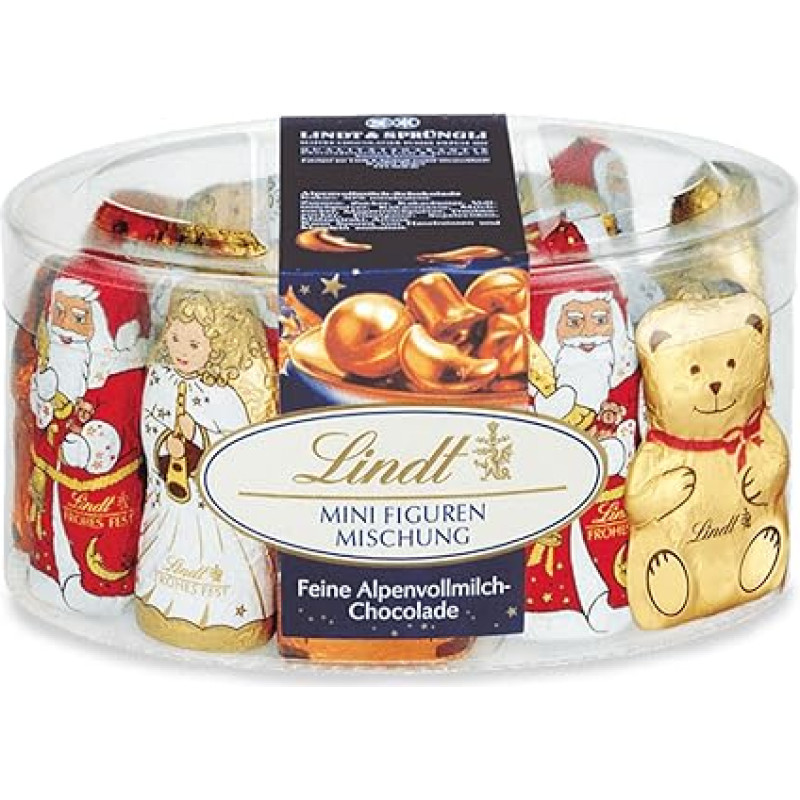 Lindt Chocolate Mini Figures Mix, 200 g, Mini Mix of Finest Alpine Milk Chocolate, Chocolate Gift for Christmas, Christmas Chocolate