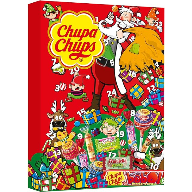 Chupa Chups Advent Calendar Sweet Festival, 24 Lollipop and Chewing Gum Surprises for Christmas 2020