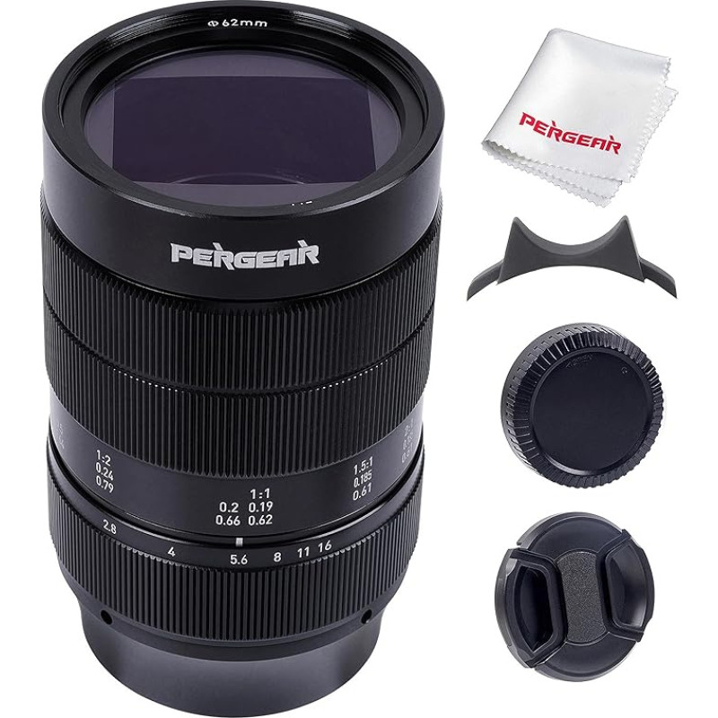 PERGEAR 60 mm F2.8 II ultra makroobjektyvas su 2x didinimu, suderinamas su viso kadro veidrodiniais fotoaparatais su 