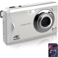 Skaitmeninis fotoaparatas, 1080 FHD fotokamera, 48 MP kompaktiškas fotoaparatas, automatinio fokusavimo 4K skaitmeninis fotoaparatas su 32 GB kortele, nešiojamas 16 kartų skaitmeninis priartinimo fotoaparatas paaugliams, suaugusiesiems, pradedantiesiems, 