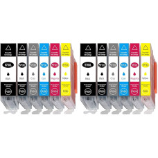 Pack of 12 with Grey Replacement for Canon 570 Pgbk 571 Printer Cartridges PGI-570XL CLI-571XL High Capacity for Canon Pixma MG7750 MG7751 MG7752 MG7753 TS8050 TS8051 TS8052 TS8053 TS9053 TS905 00