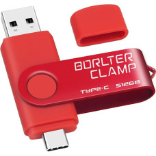 BorlterClamp Type C USB Stick 512 GB, 2 in 1 OTG Memory Stick USB 3.0 Double Port USB C Flash Drive for Android Smartphone Samsung S10/S9/S8, Huawei, Tablets and Computers (Red)