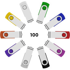 KOOTION Pack of 100 USB Sticks 4 GB Memory Sticks USB 2.0 100 Pieces Colourful Data Stick Memory Stick Metal 4G Set Thumb Drive Pack of 100 Flash Drives 4 Gbyte Flash Drives USB Flash Drives