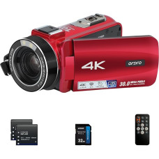 ORDRO Z88 4K vaizdo kamera Vaizdo kamera 10X optinis priartinimas 120X išmanusis priartinimas, Vlogging kamera HD 1080P 30FPS Automatinis fokusavimas su nuotolinio valdymo pultu, 32G kortelė