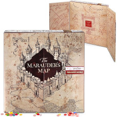 Harry Potter Advent Calendar: 24 JellyBelly Bags + Marauder's Card & 24 Quiz Quiz Questions, 192 g, Magic Enjoyment for Fans & Collectors, Limited Edition - Enchant the Christmas Season with Hogwarts!