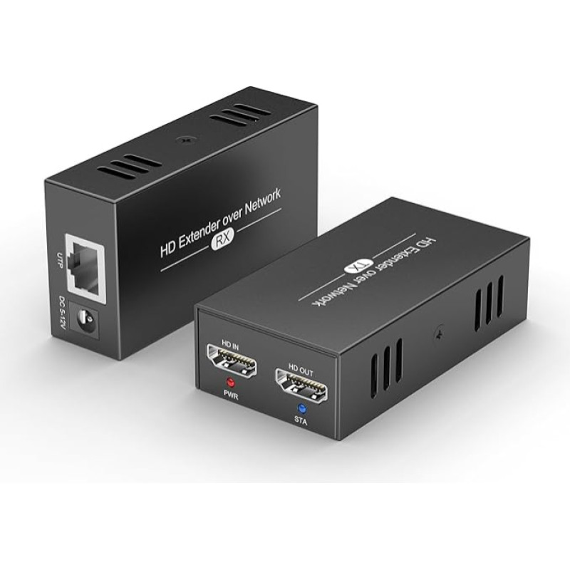 Steetek HDMI Extender Over IP, 150m/492ft 1080P HDMI Extender over Cat5e/6/7/8 Cable, 1 to Multiple Transport HDMI Extender Over IP with Local Loopout, EDID RJ45 Plug & Play