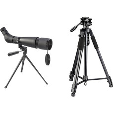 Bresser Travel Spotting Scope 20-60x60 with Table Tripod, Lightweight and Compact Spotting Scope & F002022 TR-682AN Traveler Tripod 180 cm with 3-Way Panoramic Head Black